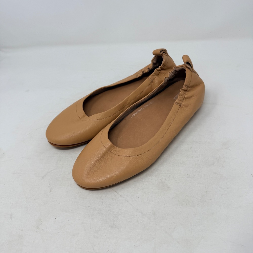 FitFlop Allegro Ballet Flats Tan Size 8 Leather Comfort Slip On Shoes Minimalist